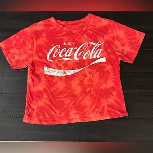 Red Tie Dye Coca- Cola Crop T-Shirt- Distressed